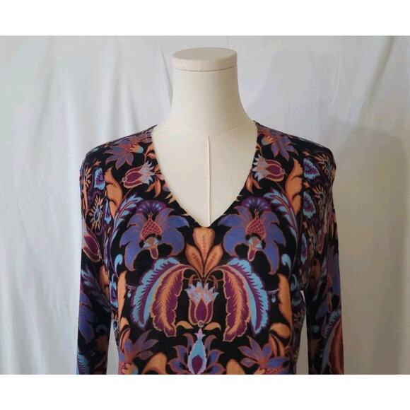 Hale Bob Designer Women's Black Floral V-Neck Monroe Sweater Top XS Super Soft! - Picture 5 of 8